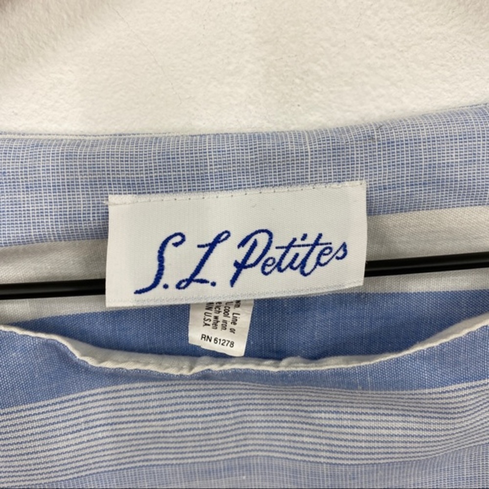 Vintage Blue + White Stripe Casual Swing Day Dress - Picture 6 of 8